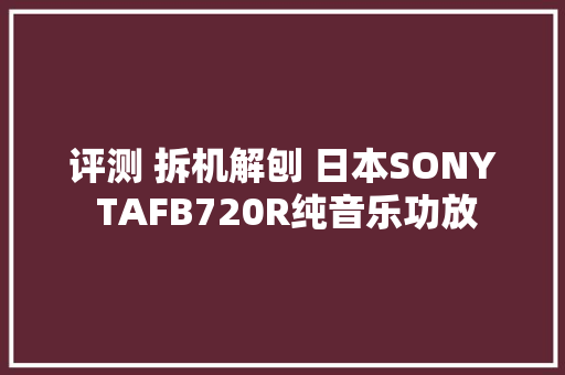 评测 拆机解刨 日本SONY TAFB720R纯音乐功放