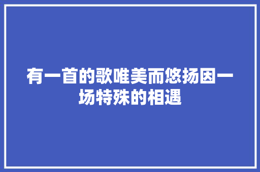 有一首的歌唯美而悠扬因一场特殊的相遇