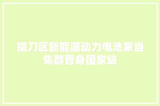 掇刀区新能源动力电池家当集群晋身国家级