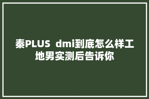 秦PLUS  dmi到底怎么样工地男实测后告诉你