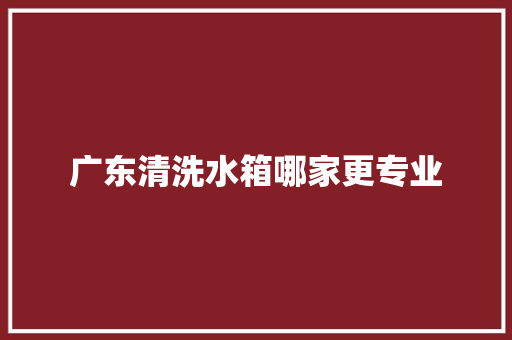 广东清洗水箱哪家更专业