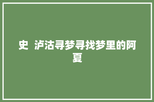 史  泸沽寻梦寻找梦里的阿夏