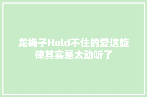 龙梅子Hold不住的爱这旋律其实是太动听了 休闲娱乐