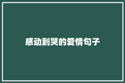 感动到哭的爱情句子