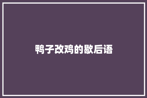 鸭子改鸡的歇后语