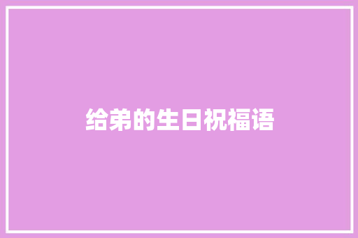 给弟的生日祝福语