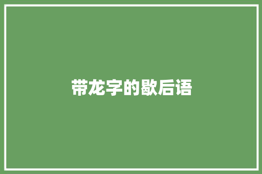 带龙字的歇后语