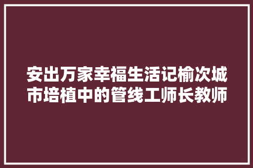 安出万家幸福生活记榆次城市培植中的管线工师长教师傅程茂林