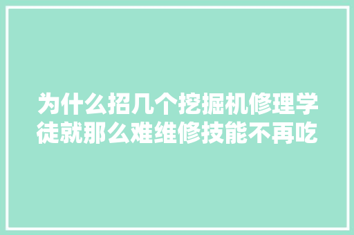 为什么招几个挖掘机修理学徒就那么难维修技能不再吃喷鼻香
