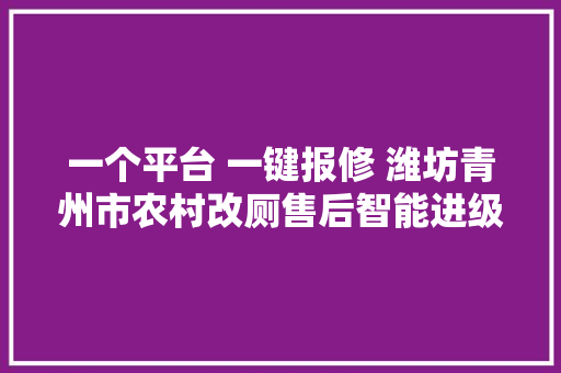 一个平台 一键报修 潍坊青州市农村改厕售后智能进级