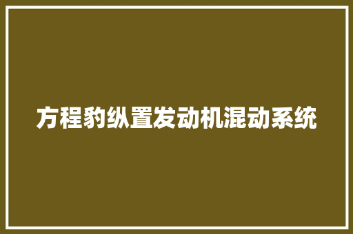 方程豹纵置发动机混动系统
