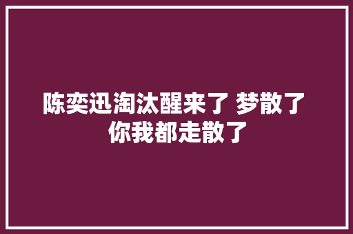 陈奕迅淘汰醒来了 梦散了 你我都走散了
