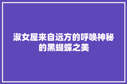 淑女屋来自远方的呼唤神秘的黑蝴蝶之美