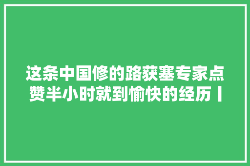 这条中国修的路获塞专家点赞半小时就到愉快的经历丨世界不雅观
