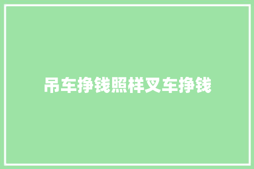 吊车挣钱照样叉车挣钱