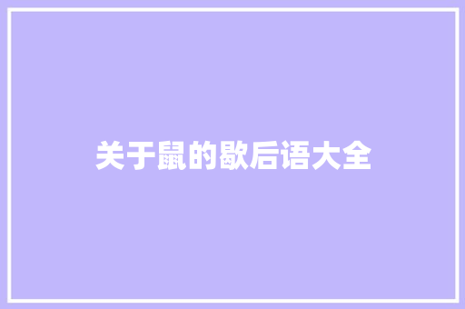 关于鼠的歇后语大全