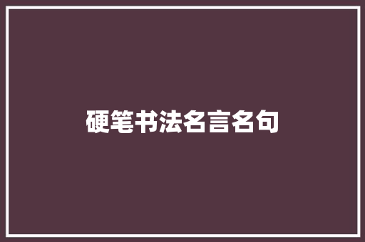 硬笔书法名言名句