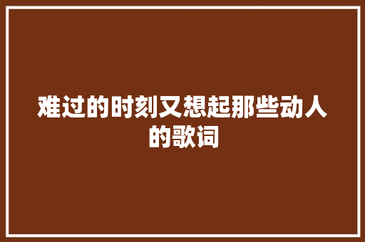难过的时刻又想起那些动人的歌词