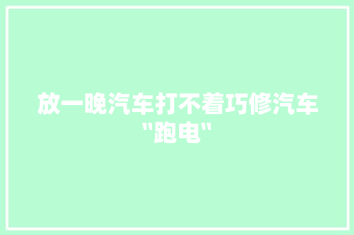 放一晚汽车打不着巧修汽车〞跑电〞 汽车知识