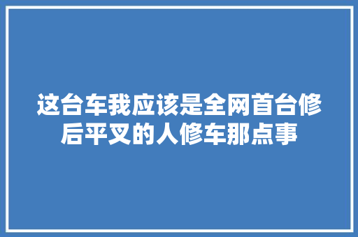 这台车我应该是全网首台修后平叉的人修车那点事