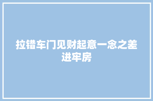 拉错车门见财起意一念之差进牢房