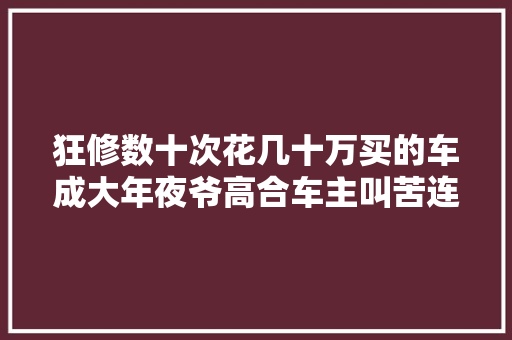 狂修数十次花几十万买的车成大年夜爷高合车主叫苦连天 汽车知识