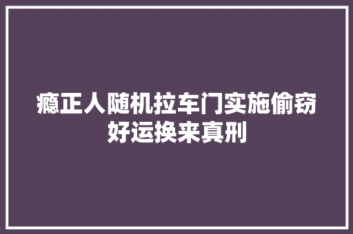 瘾正人随机拉车门实施偷窃好运换来真刑