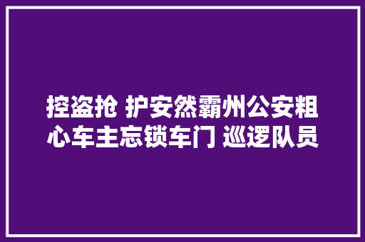 控盗抢 护安然霸州公安粗心车主忘锁车门 巡逻队员深夜守候