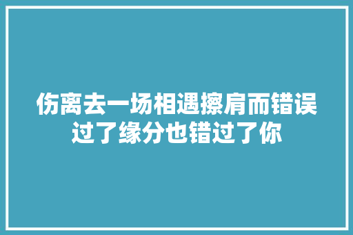 伤离去一场相遇擦肩而错误过了缘分也错过了你 休闲娱乐