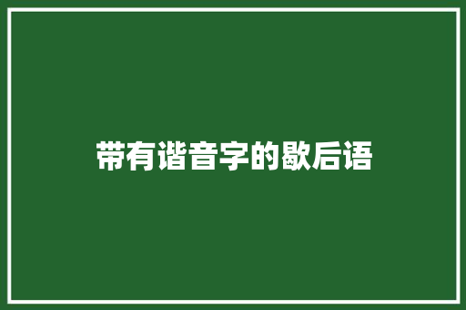 带有谐音字的歇后语