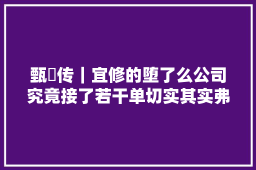 甄嬛传｜宜修的堕了么公司究竟接了若干单切实其实弗成思议
