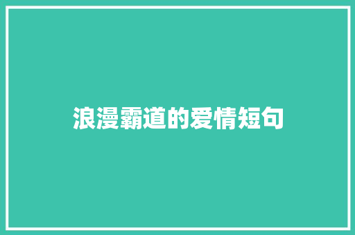 浪漫霸道的爱情短句