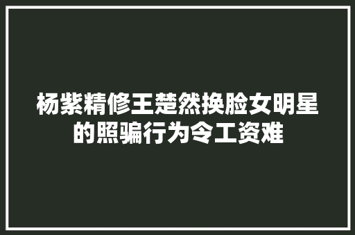 杨紫精修王楚然换脸女明星的照骗行为令工资难