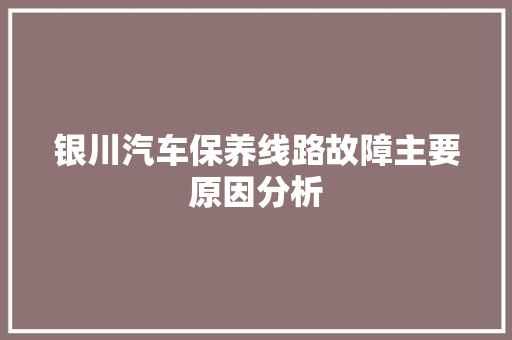 银川汽车保养线路故障主要原因分析
