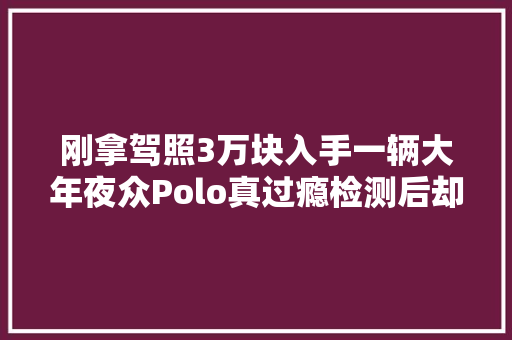 刚拿驾照3万块入手一辆大年夜众Polo真过瘾检测后却笑不出来