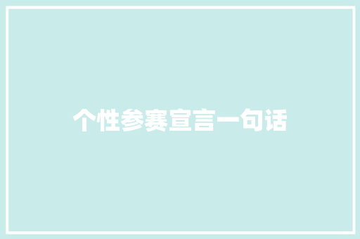 个性参赛宣言一句话