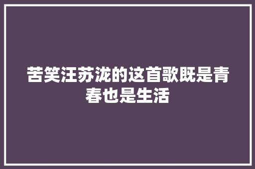 苦笑汪苏泷的这首歌既是青春也是生活