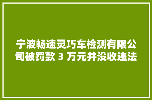 宁波畅速灵巧车检测有限公司被罚款 3 万元并没收违法所得 001 万元