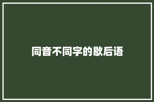 同音不同字的歇后语