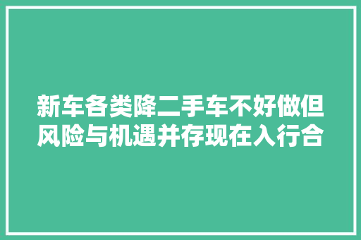 新车各类降二手车不好做但风险与机遇并存现在入行合适吗