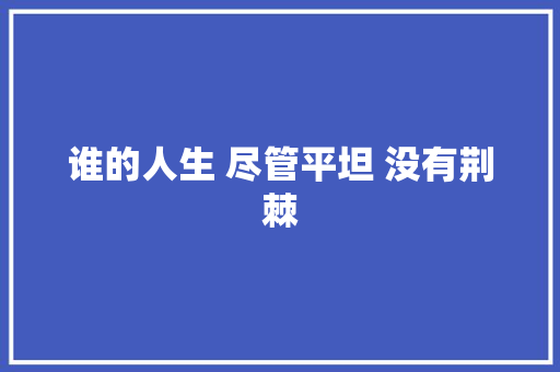 谁的人生 尽管平坦 没有荆棘