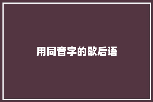 用同音字的歇后语