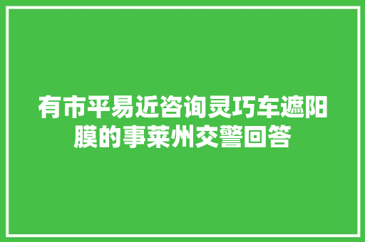 有市平易近咨询灵巧车遮阳膜的事莱州交警回答