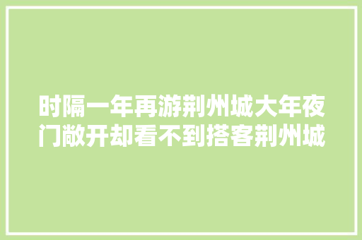 时隔一年再游荆州城大年夜门敞开却看不到搭客荆州城没了