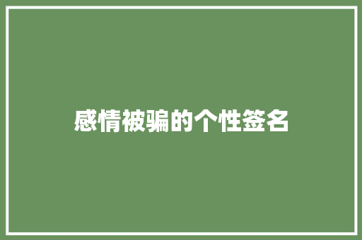 感情被骗的个性签名