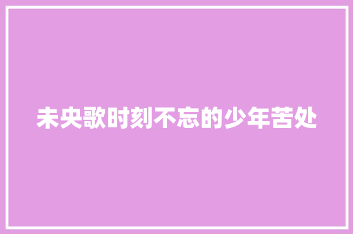 未央歌时刻不忘的少年苦处