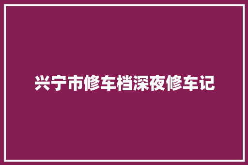 兴宁市修车档深夜修车记