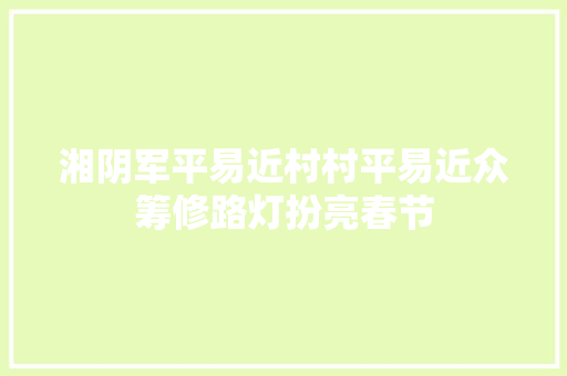 湘阴军平易近村村平易近众筹修路灯扮亮春节