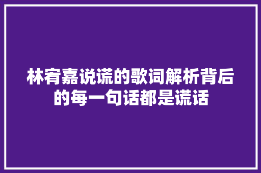 林宥嘉说谎的歌词解析背后的每一句话都是谎话