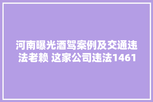 河南曝光酒驾案例及交通违法老赖 这家公司违法1461次不处理